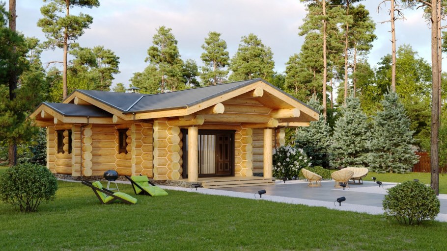 Одноэтажные бани из бревна