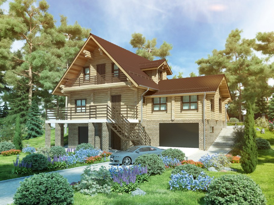 Деревянный дом 3д