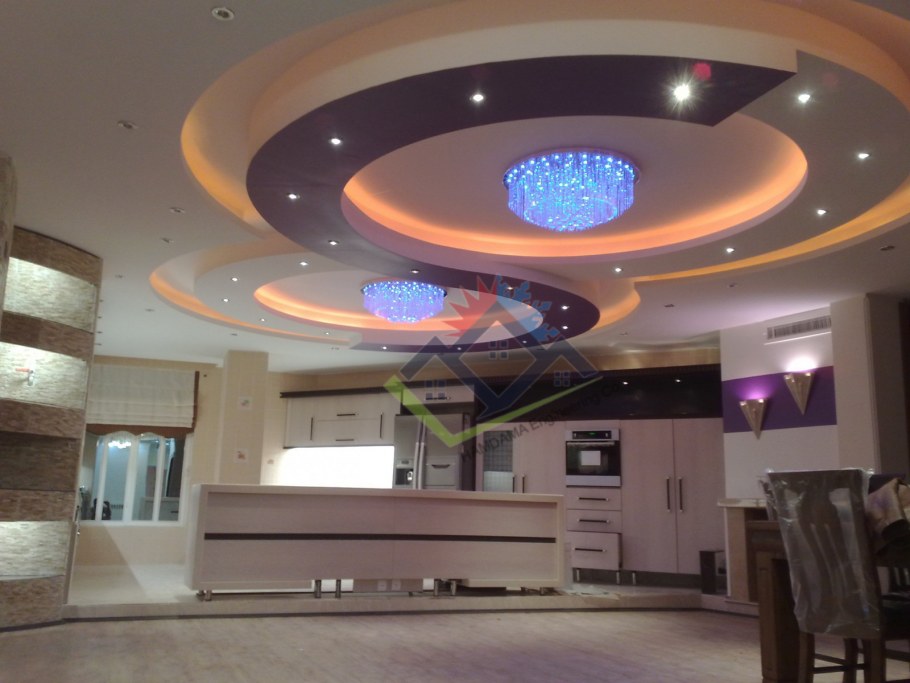 Подвесные потолки из гипсокартона в холле