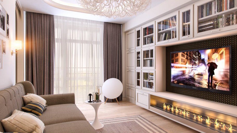 Телевизор вмонтированный в стену