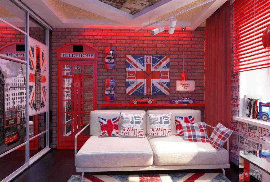 Кирпич в интерьере детской комнаты