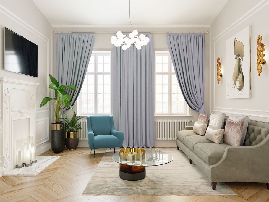 Светлые шторы в гостиную