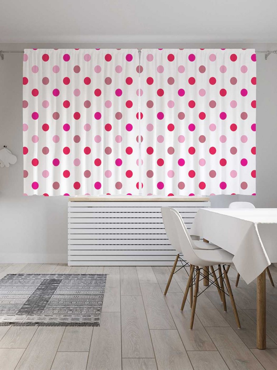 Шторы под лен в горошек