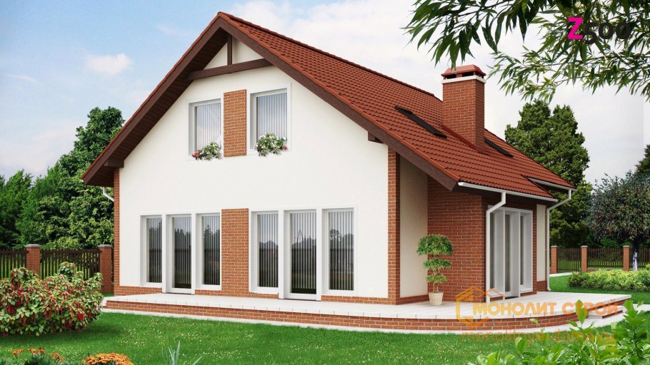 Фасады домов с двухскатной крышей