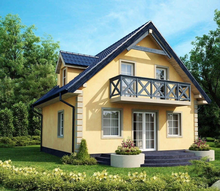 Красивый дачный дом с мансардой