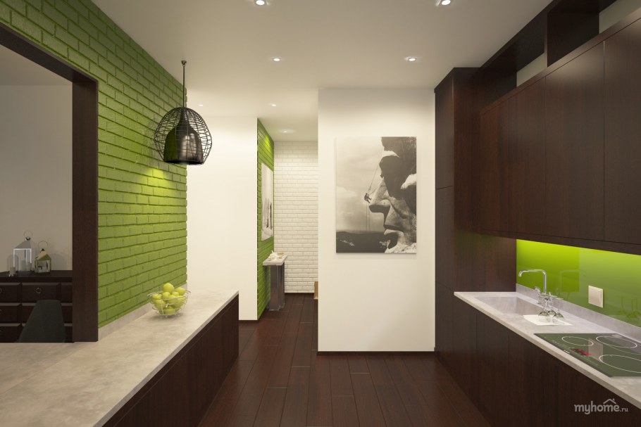 Зелено коричневая прихожая