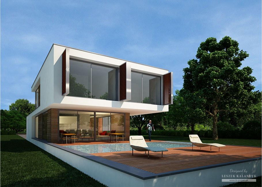 Модульный дом с плоской крышей и панорамными окнами