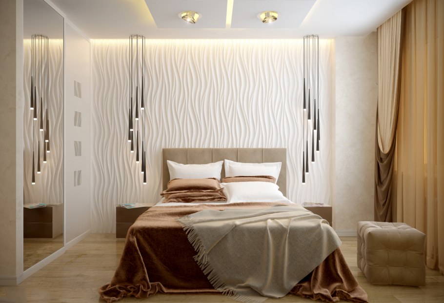 Зеркальные стены за изголовьем кровати