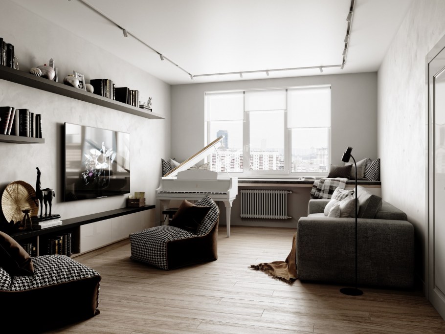 Коридор с темным полом