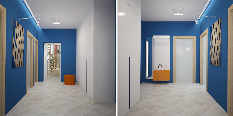 Длинный коридор с дверями