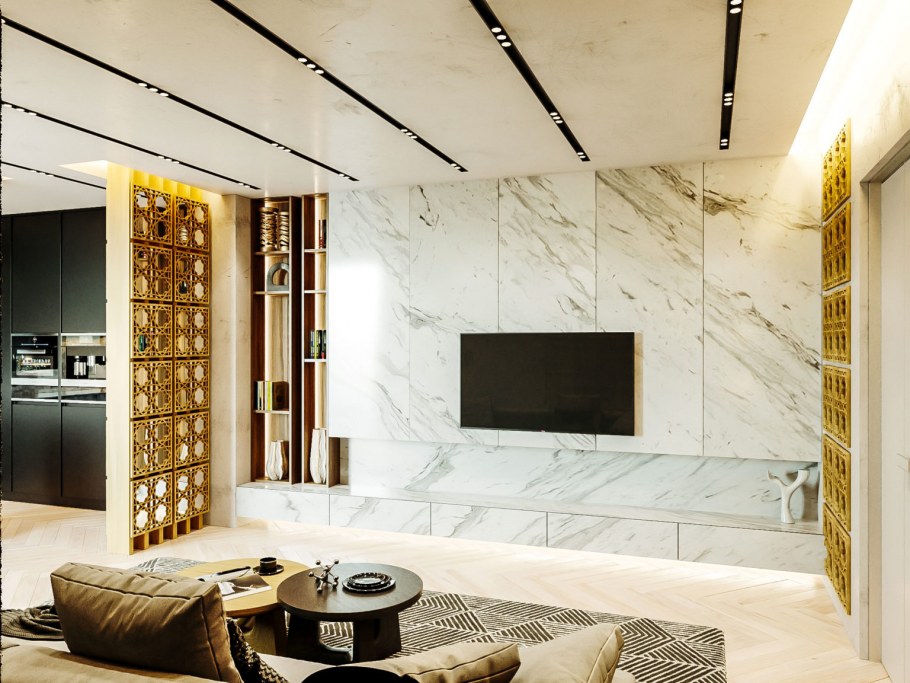 Зеркальная декоративная деревянная 3d панель "vodorosli"