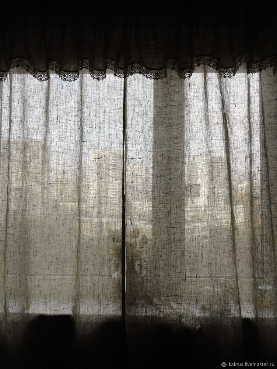 Серые льняные шторы