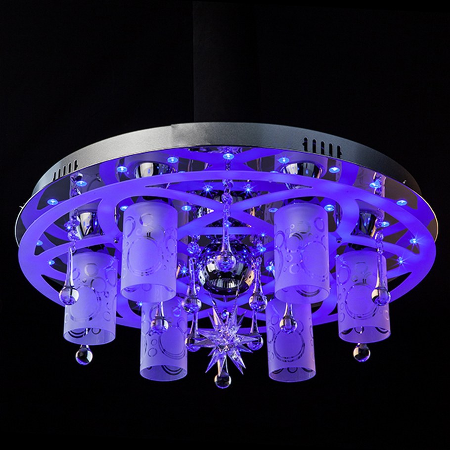 Люстра с пультом Eurosvet 70202/7 хром/синий+красный+фиолетовый