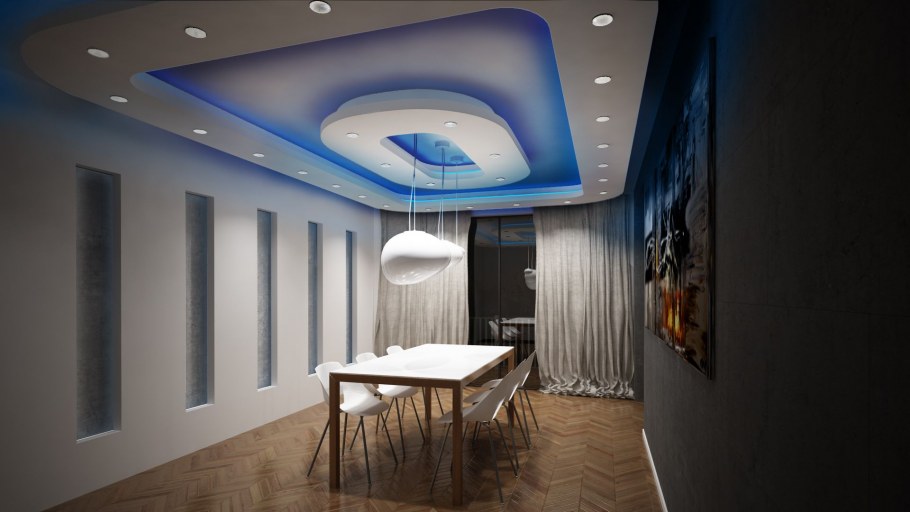 Многоуровневые потолки в интерьере