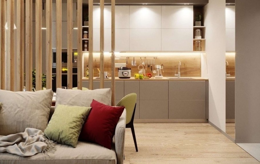 Зонирование на кухню и столовую