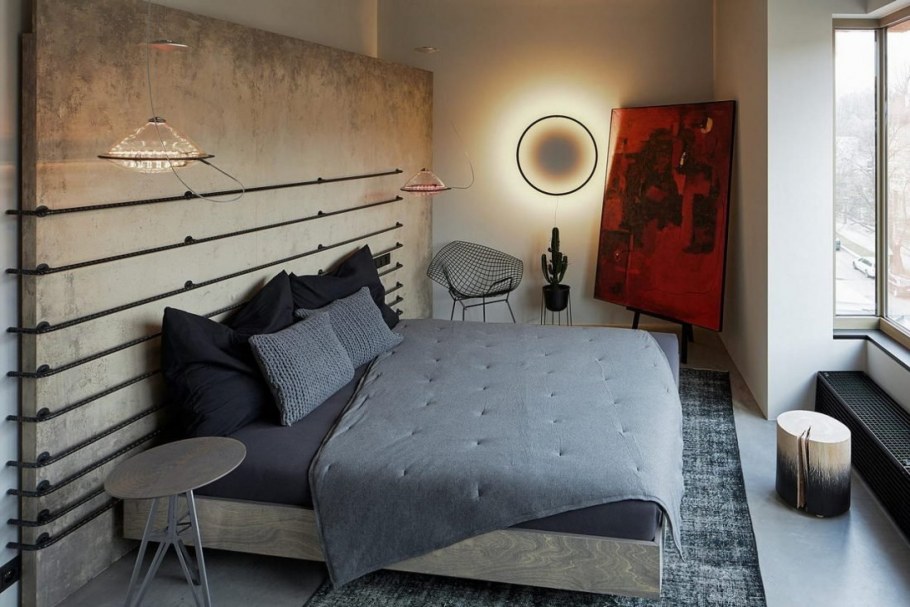 Маленькая спальня в стиле лофт