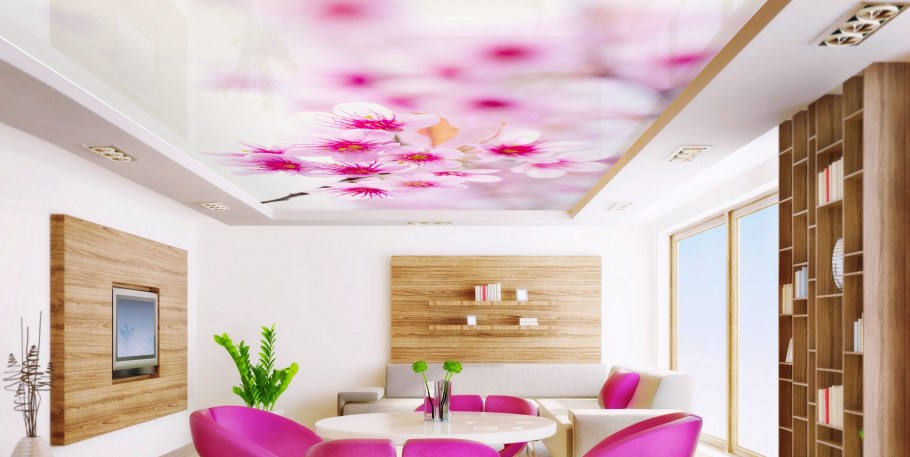 Натяжные потолки в гостиную