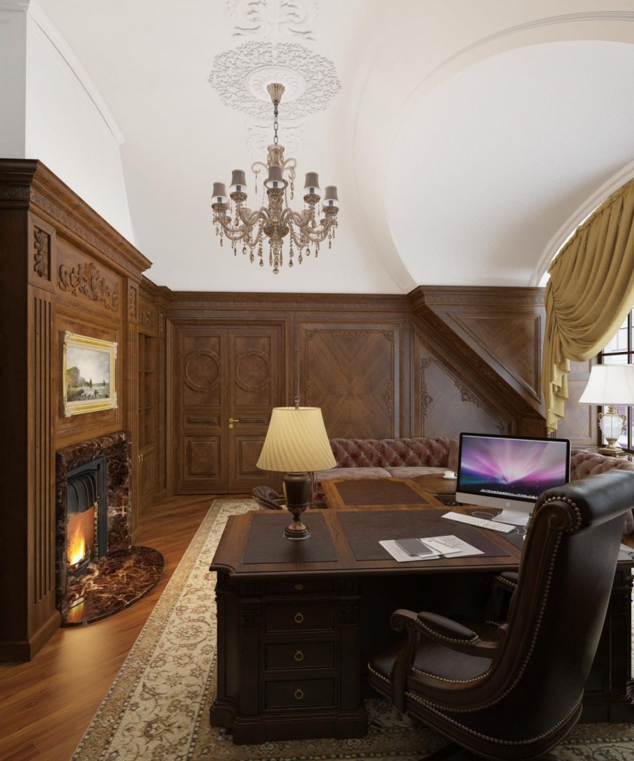 Отделка кабинета деревом