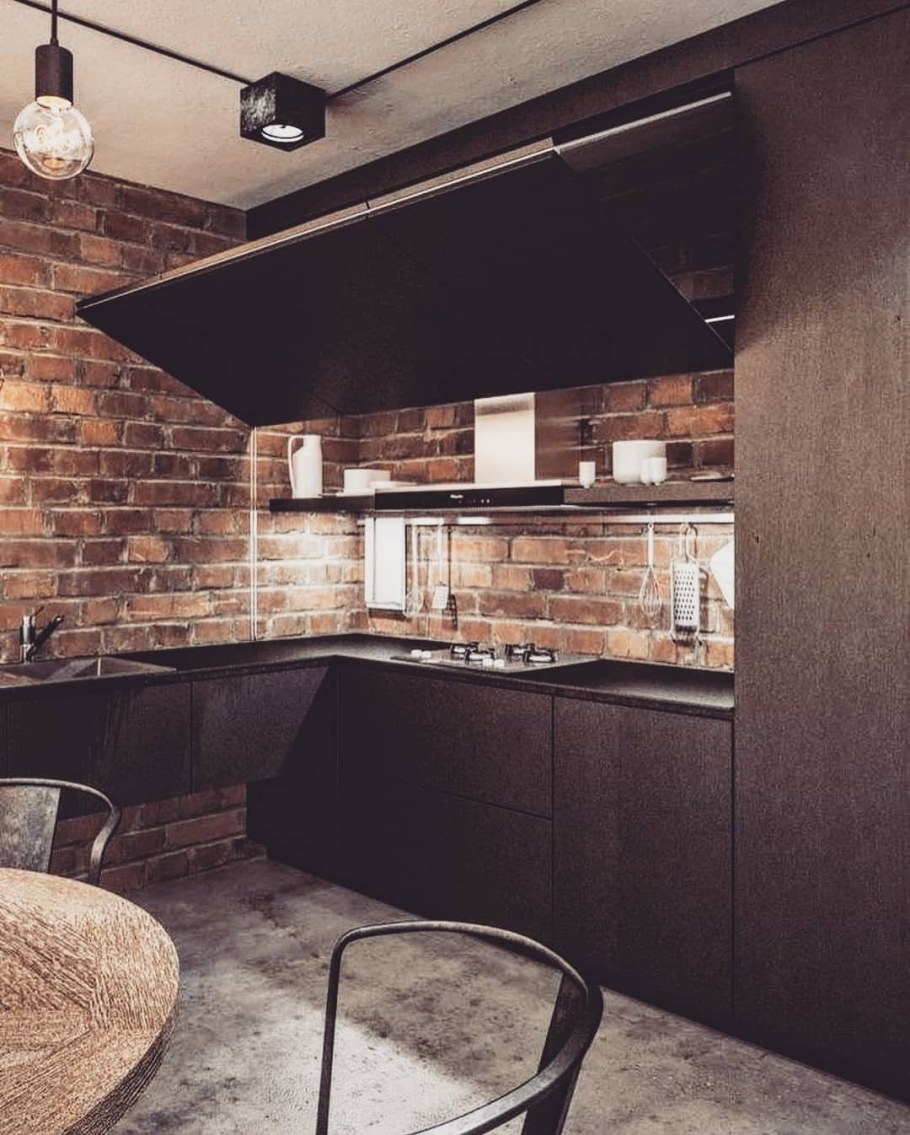 Кухня в стиле лофт 14м2
