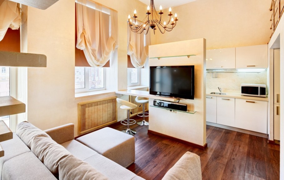 Кухня гостиная с перегородкой