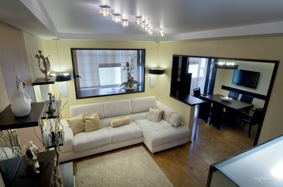 Расположение дивана и телевизора в гостиной