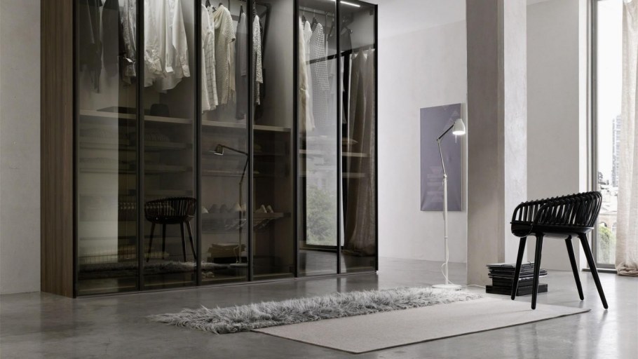 Гардеробный шкаф из стекла