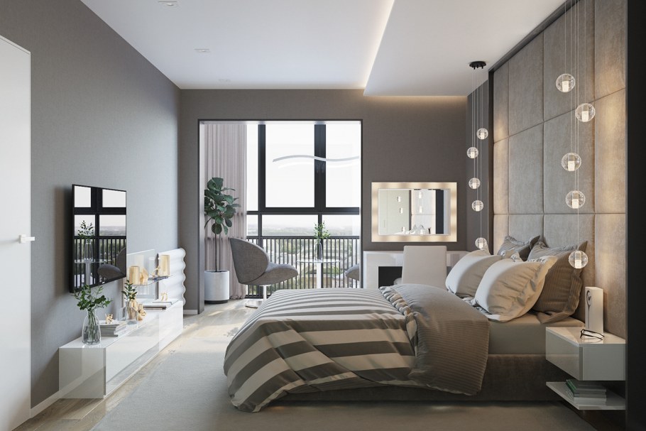 Уютная современная спальня