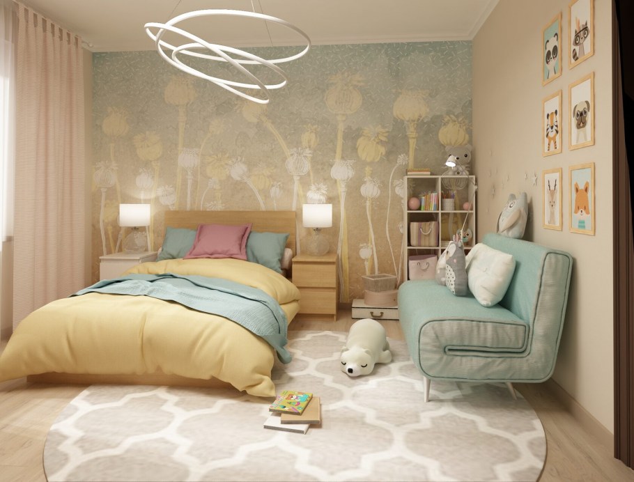 Дизайн обоев для детской комнаты девочке