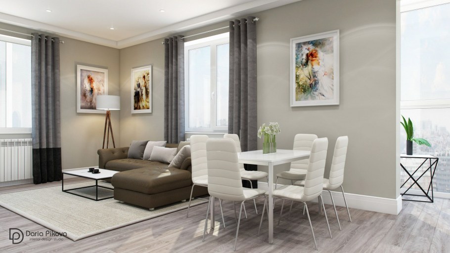 Бело кофейный интерьер