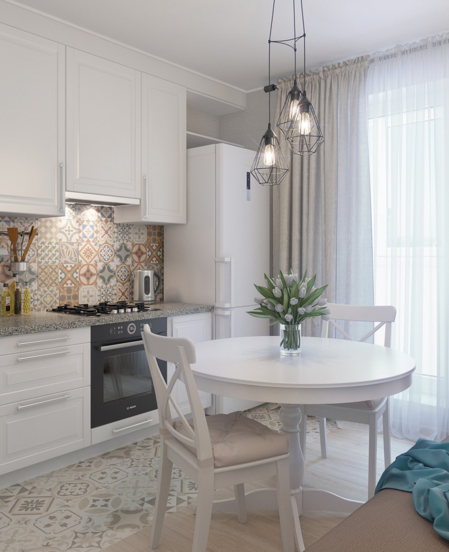 Уютная кухня в светлых тонах