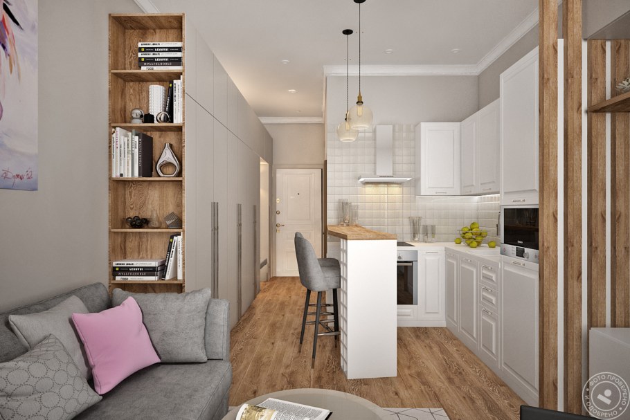 Кухня в студии 20 кв.м