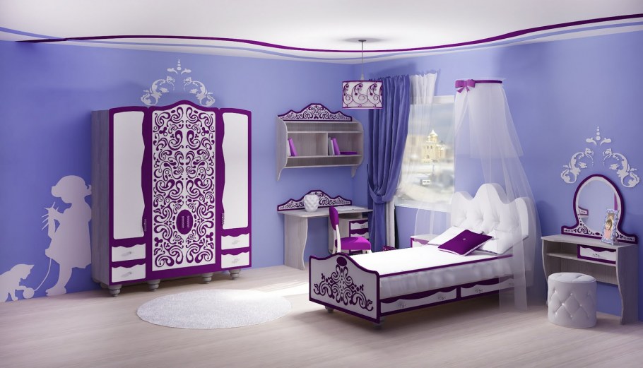 Фиолетовая комната для девочки 12 лет