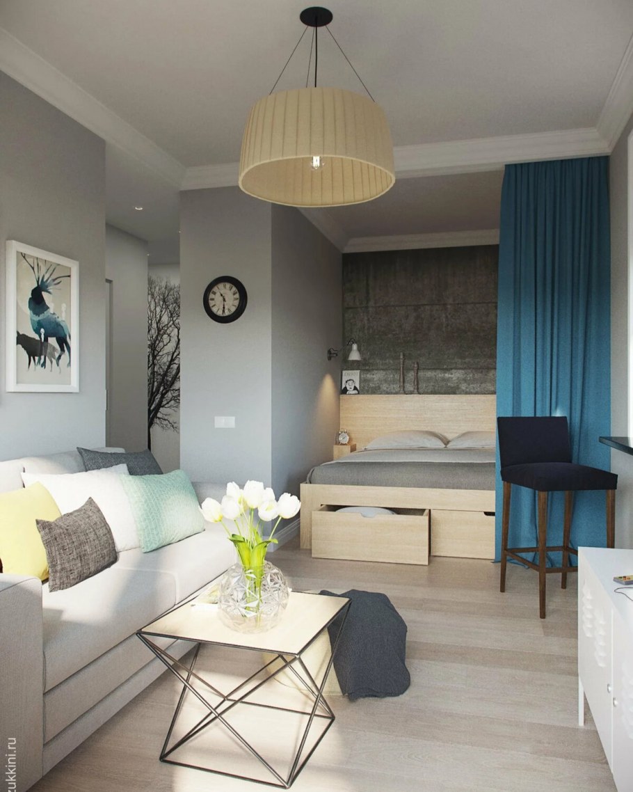 Квартира студия в скандинавском стиле 30 кв.м