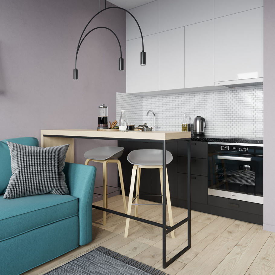 Интерьер квартиры студии 28 кв