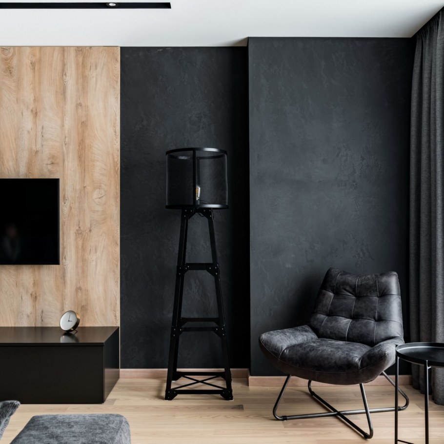 Черная стена в интерьере