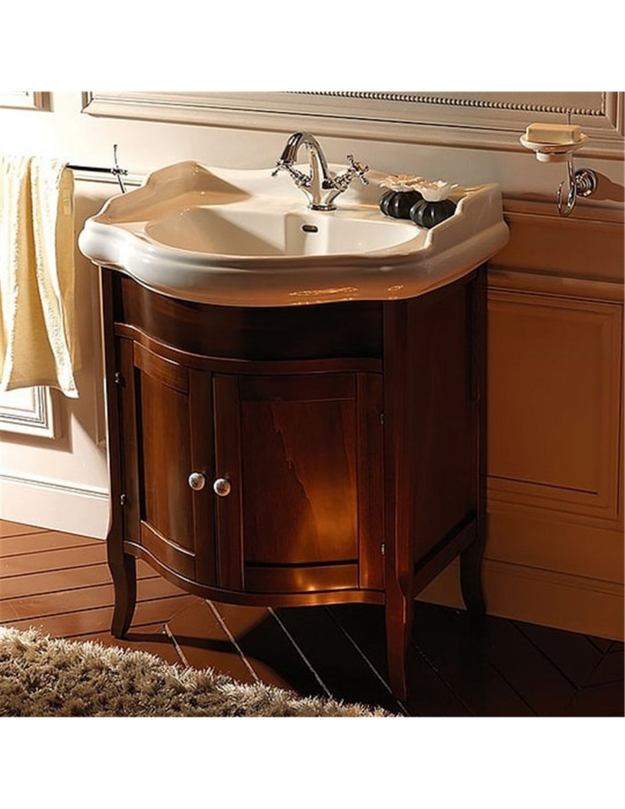 Comforty тумба с раковиной Бонн-75 дуб темный, раковина черная