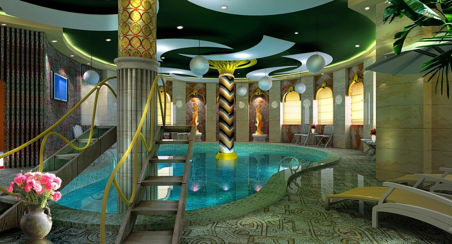 Интерьер бассейна в египетском стиле