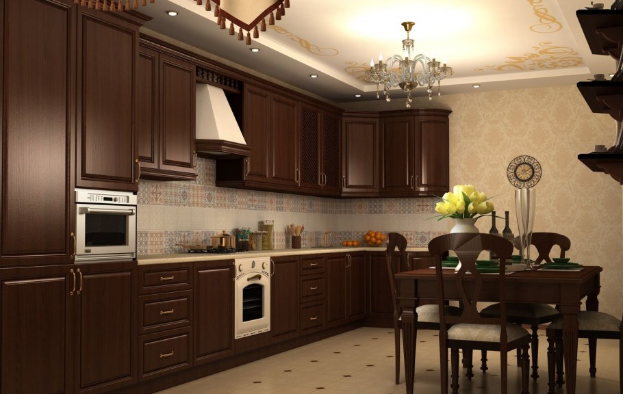 Кухня в коричневом цвете