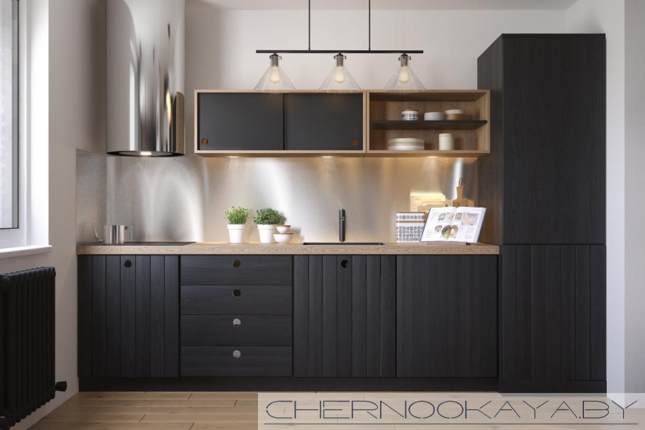 Кухня с черными фасадами