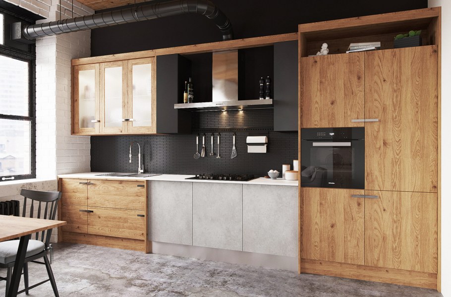 Кухня в стиле лофт бетон