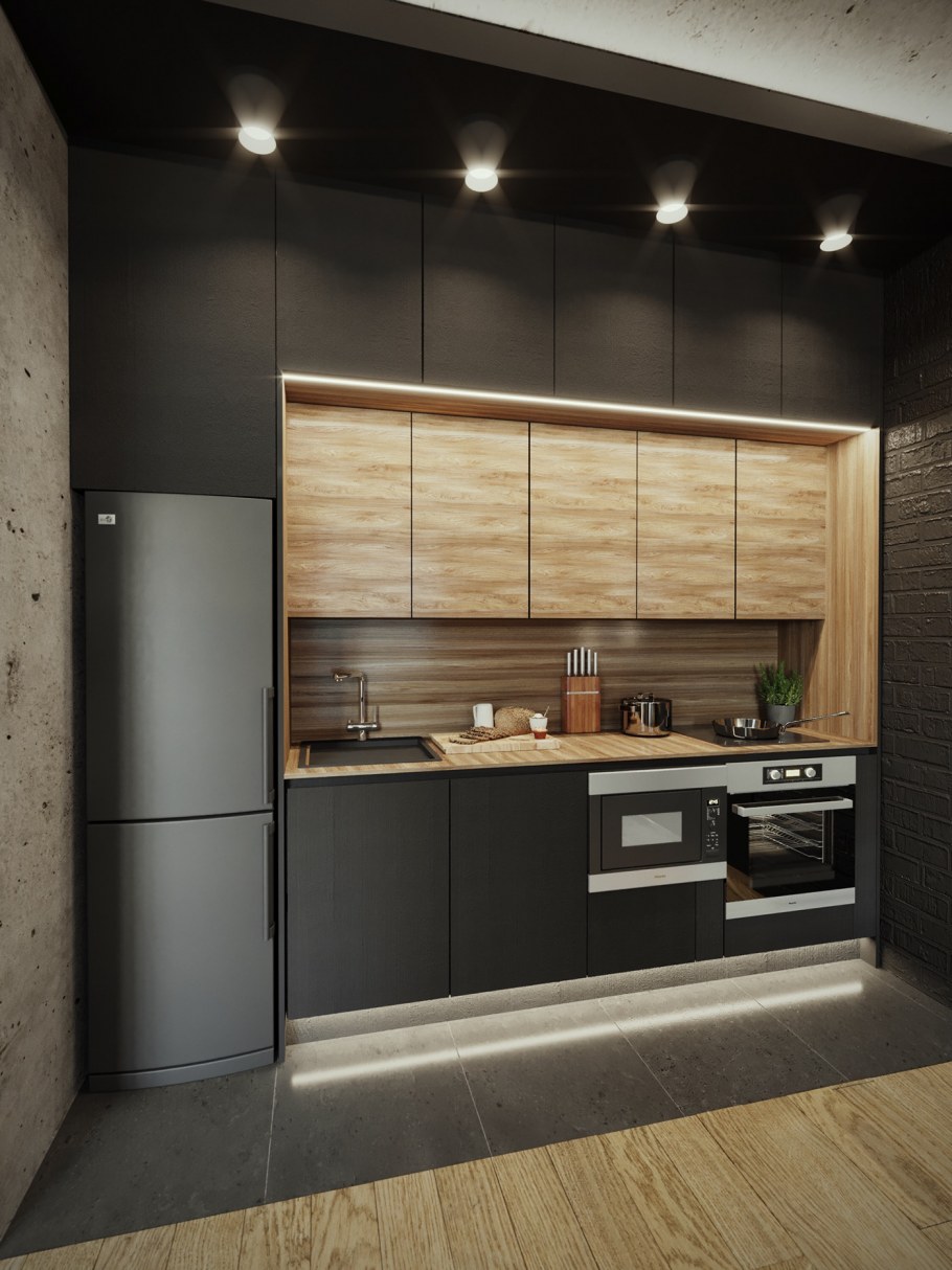 Кухонный гарнитур в стиле лофт прямой