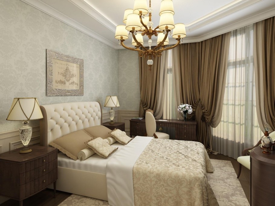 Интерьер спальни в светлых