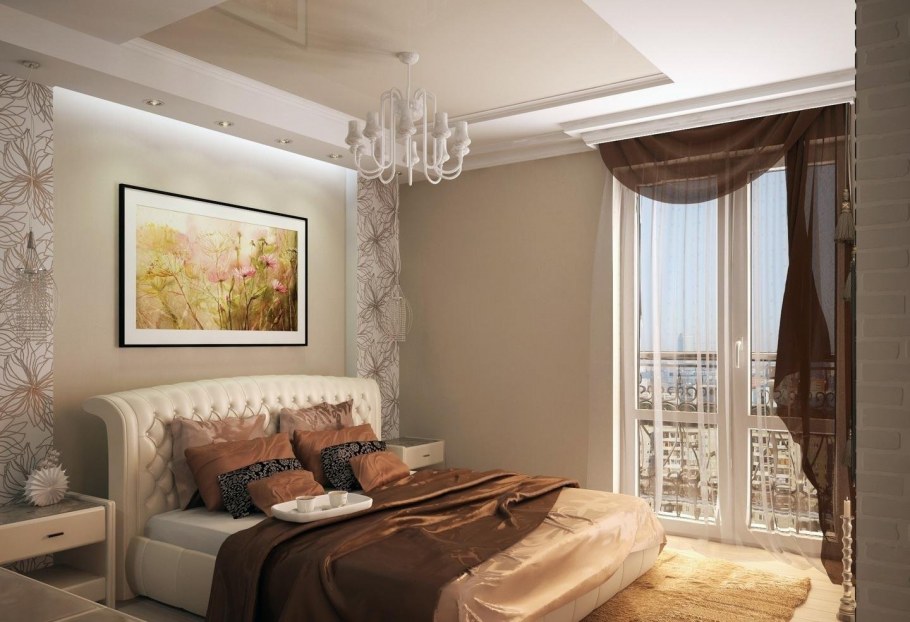 Спальня в серо бежевых тонах