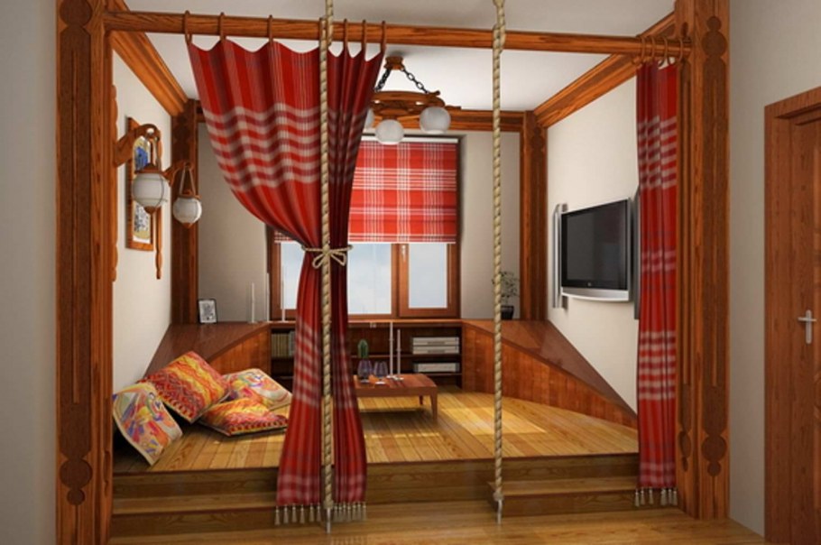 Зонирование комнаты на даче