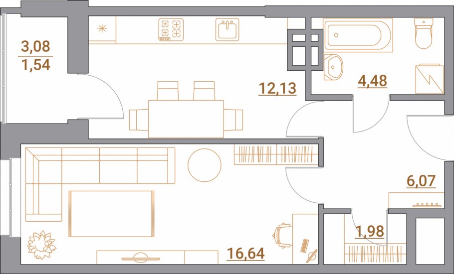 Планировка пик евротрешка 60кв