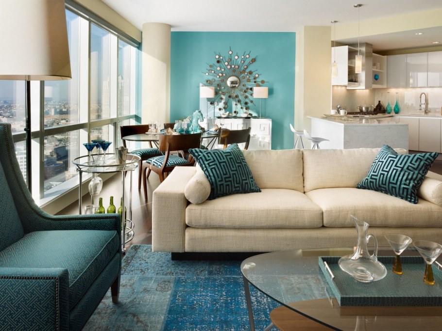 Палитра сочетания цветов в интерьере бирюзовый