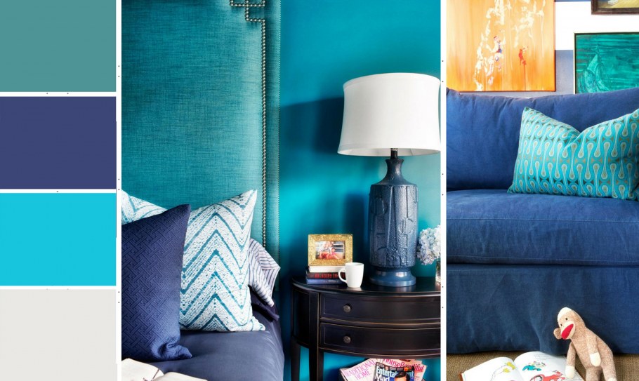 Серо голубой интерьер