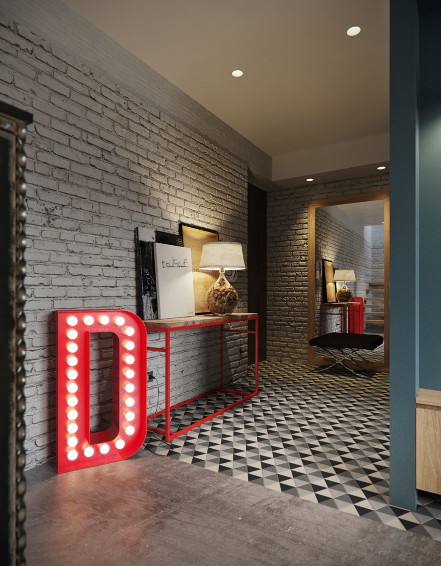 Подсветка кирпича в интерьере