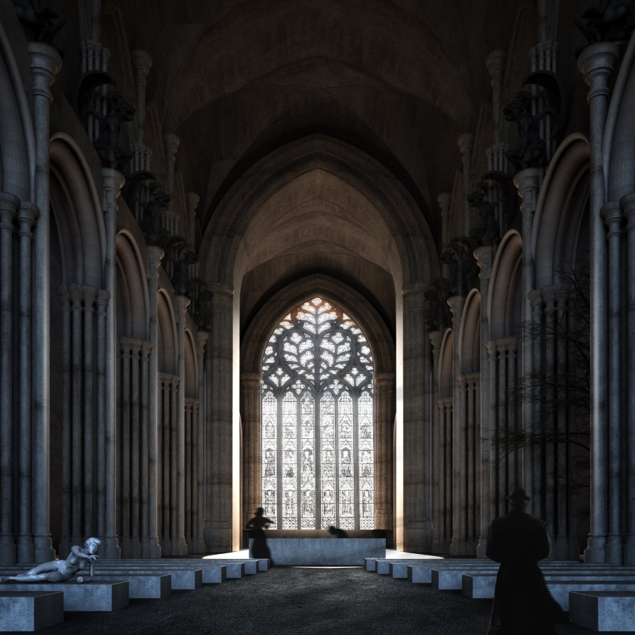 Готический собор интерьер полутьма
