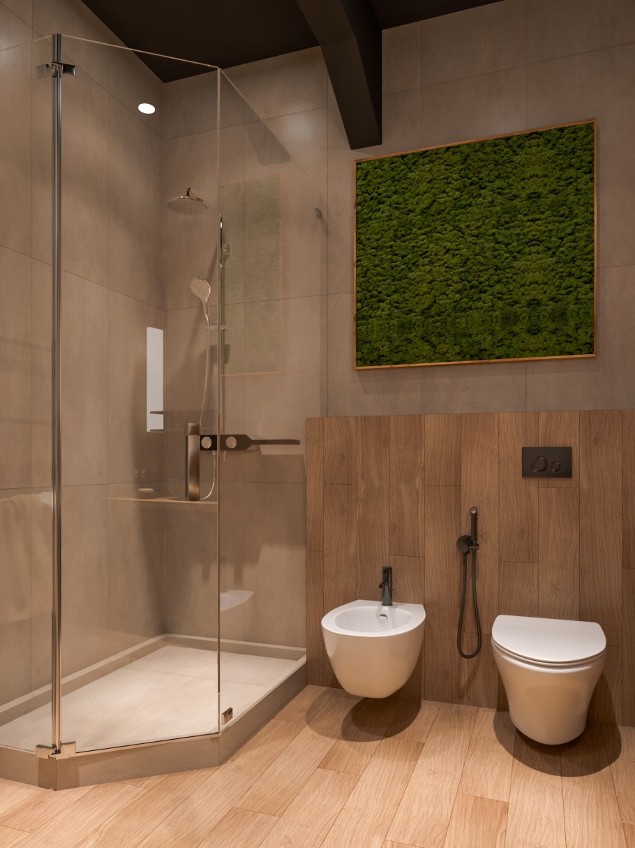 Готовые душевые кабины в интерьере ванной комнаты